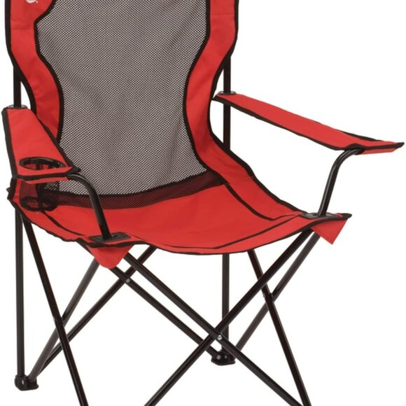 Broadband Mesh Quad Camping Chair with Carry Bag & Cup Holder, Cooling Mesh Back - Picture 1 of 6
